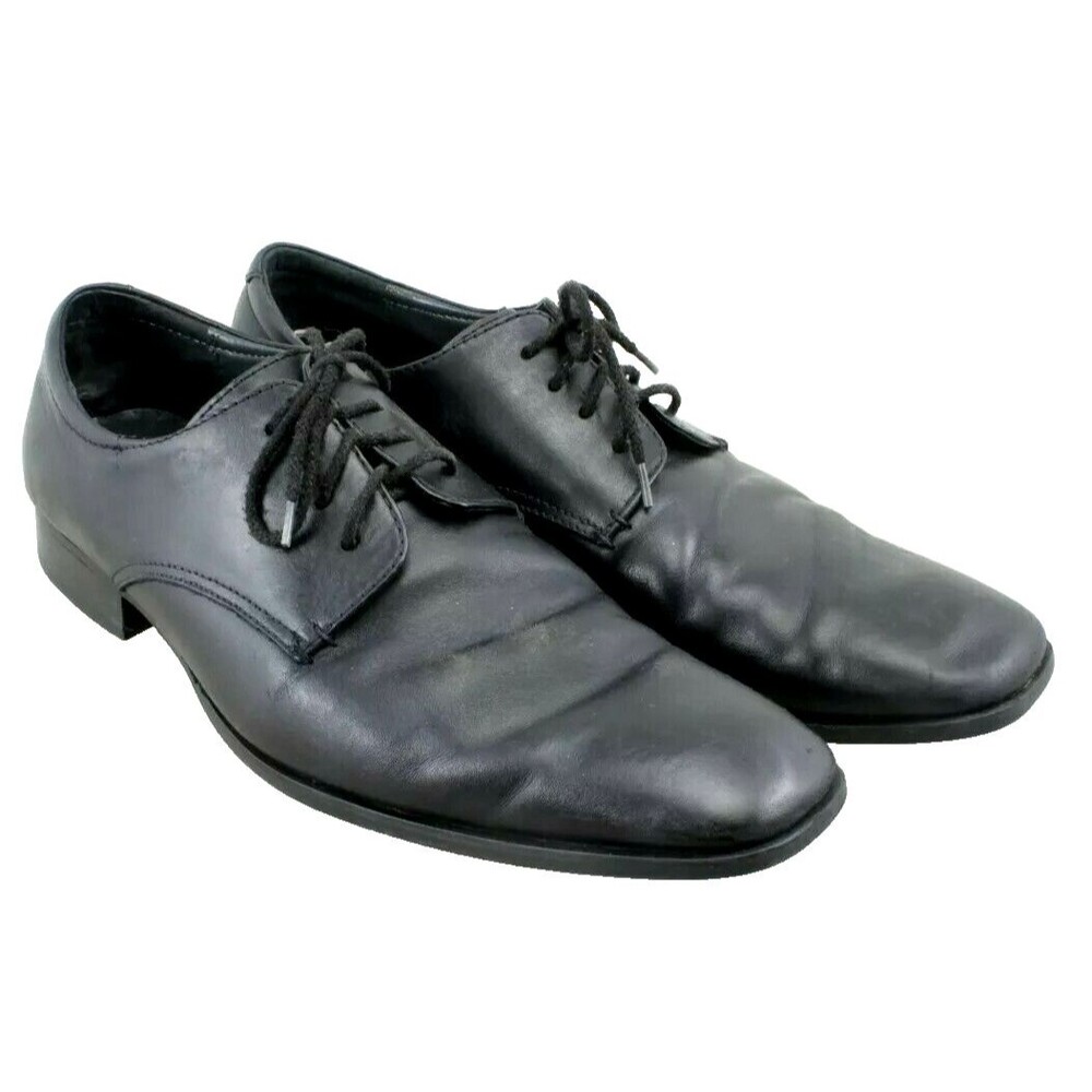 Calvin Klein Men's US 10 M Brodie Oxford Shoe Black Burnished Leather Gareth II